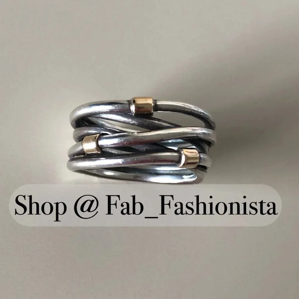 Pandora 14k gold and sterling silver ring retired size 58
